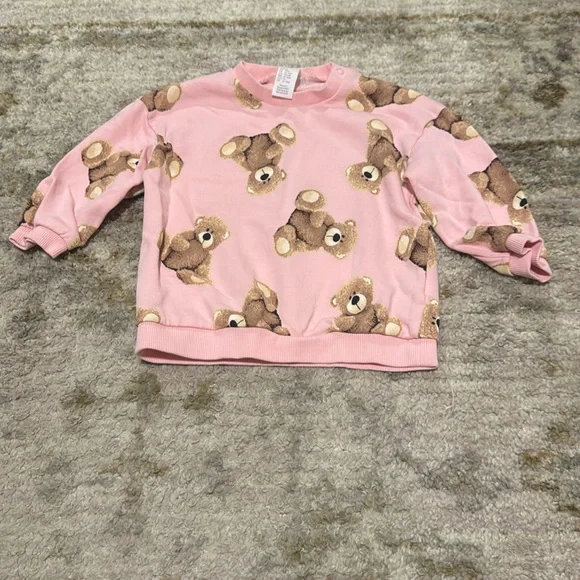 H&M Baby Girl Pink Teddy Bear Sweatshirt & Sweatpants Set 12-18 months - Picture 4 of 6